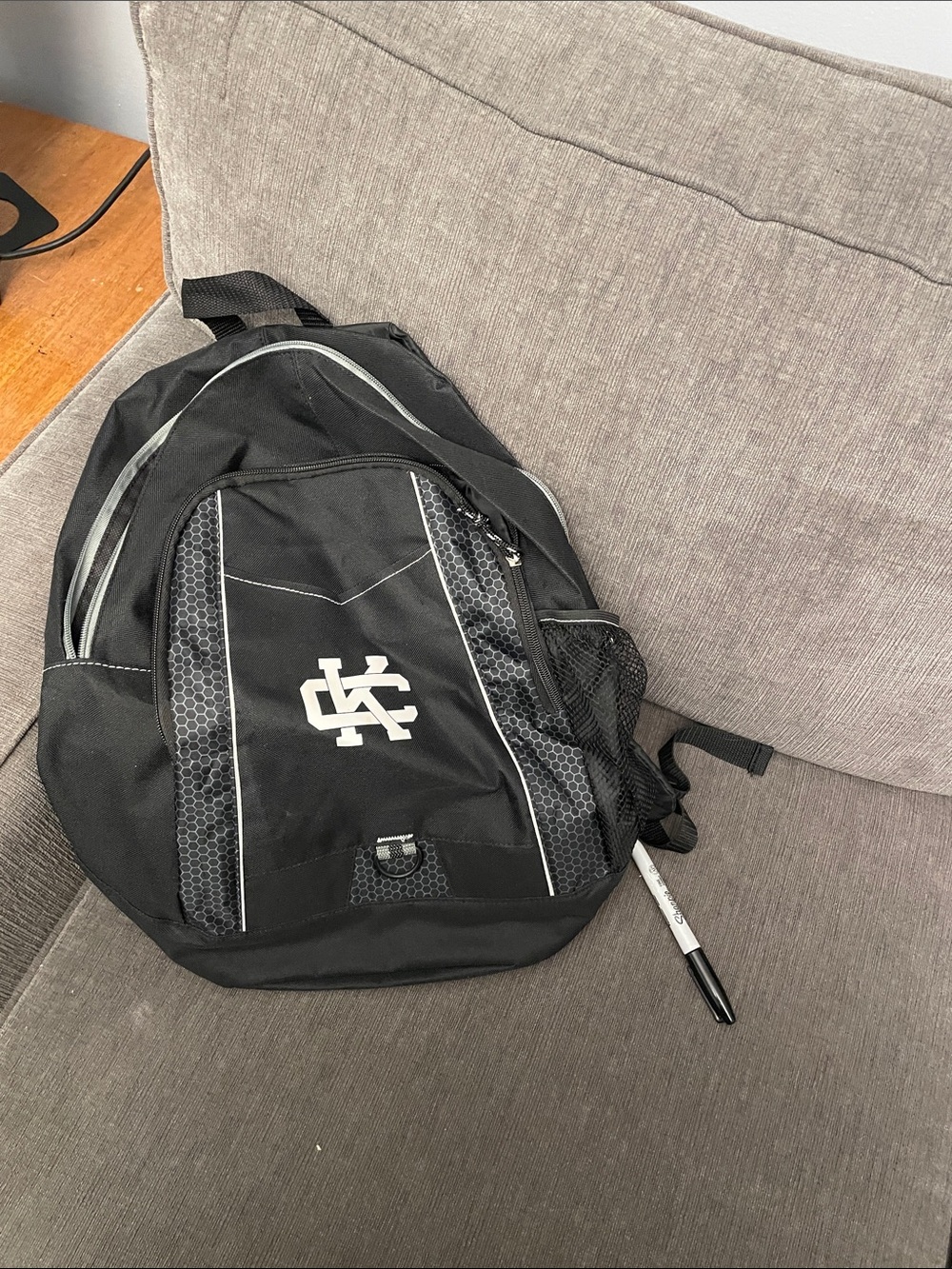 Black Men's Backpack with White Accent and Logo - Everyday Commuter Pack